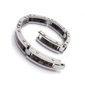 Mens Black Pure Titanium Rubber Charm Bracelet Bangle 08103 -£93 ...