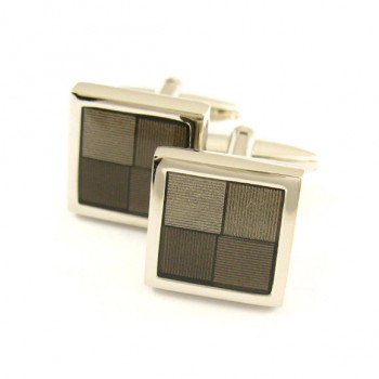 Titanium and Brown Square Funky Cufflinks C-580