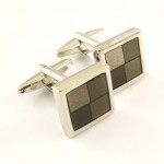 Titanium and Brown Square Funky Cufflinks