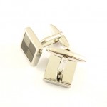 Titanium and Brown Square Funky Cufflinks