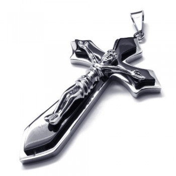 Two Layers Cross Titanium Pendant (Silver) 18029-£97 - Titanium ...