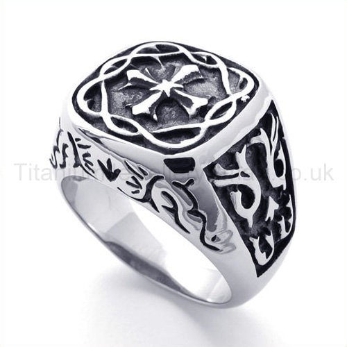 Decorated with the Cross Titanium Ring 19492-£109 - Titanium Jewellery UK