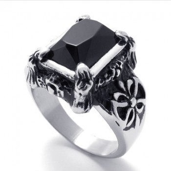 Black Rhinestone Titanium Ring 20786-£128 - Titanium Jewellery UK