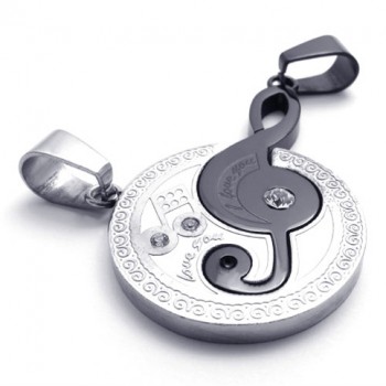 Black Musical Note Lovers Titanium Pendant 20442