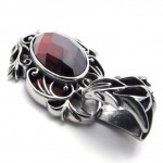 Red Gemstone Titanium Pendant 20451