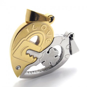 Gold Accent Lovers Titanium Pendant 20766