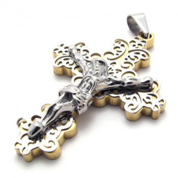 Gold Cross Jesus Titanium Pendant 20754-£100 - Titanium Jewellery UK