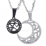 Titanium Moon And Stars Couples Pendant Necklace (Free Chain)(One Pair)