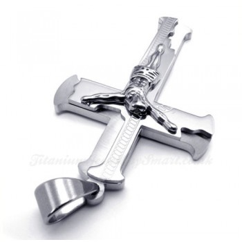 Irregular Shaped Titanium Jesus Cross Pendant Necklace (Free Chain)-£98 ...