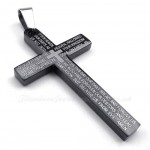 Scripture Titanium Black Cross Pendant Necklace (Free Chain)