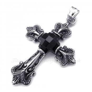 Black Zircon Cross Titanium Pendant Necklace (Free Chain)-£98 ...