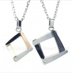 Titanium Diamond Couple's Pendant with Free Chain (One Pair)