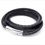 Black Titanium Leather Bracelet