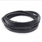 Black Titanium Leather Bracelet