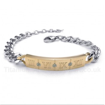 Titanium Roman Numerals Diamond Bracelet