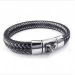 Titanium Black Leather Cable Magnet Bracelet