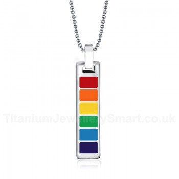 Unisex Titanium Pendant Rainbow Square Rainbow P PN-004