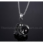 Men's Titanium Pendant Chinese Dragon Agate Ball Punk PN-459