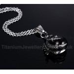 Men's Titanium Pendant Chinese Dragon Agate Ball Punk PN-459