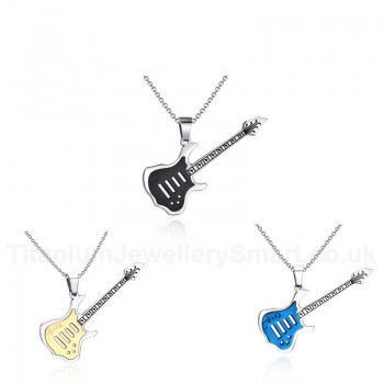 Men's Titanium Pendant Black Guitar PN-102