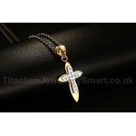 Unisex Titanium Pendant Crystal Cross PN-120