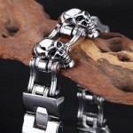  chic style skull titanium men's biker bracelet